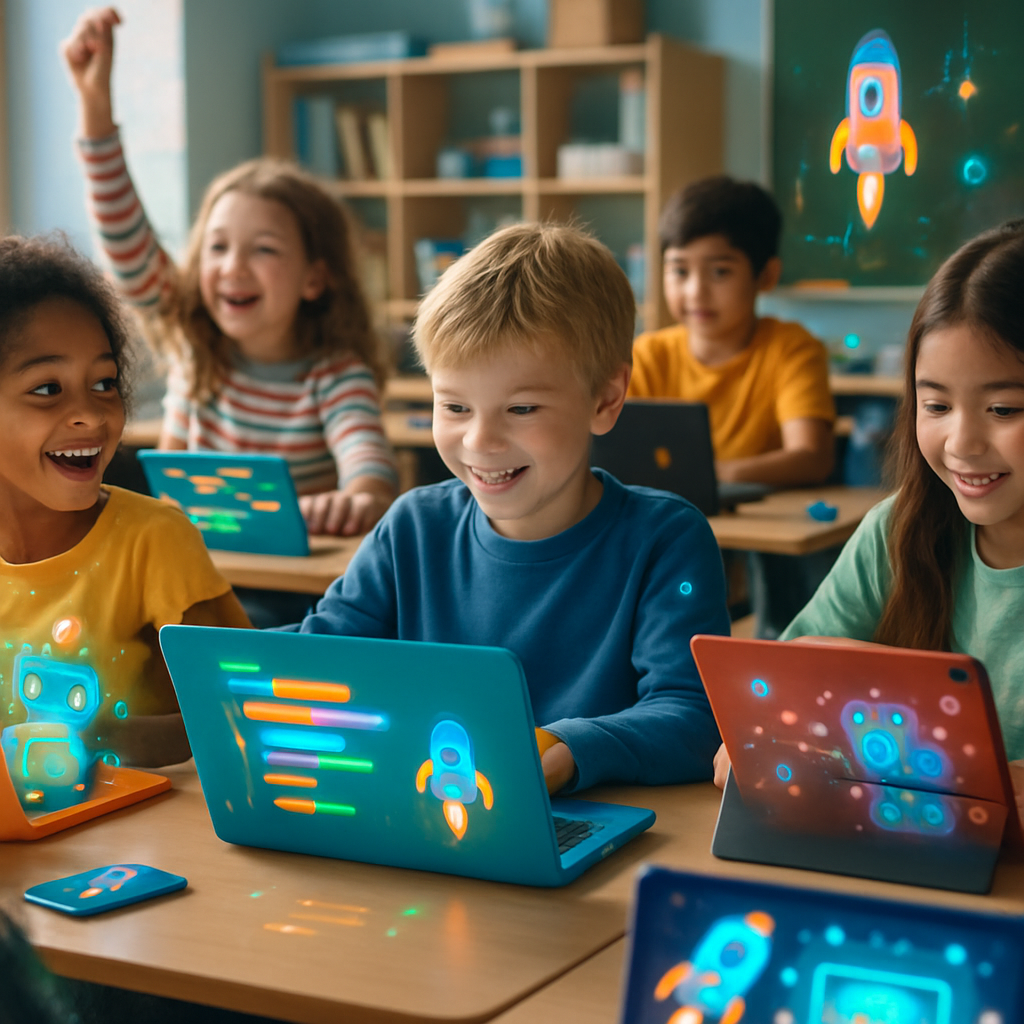 Colorful coding platform interface designed for children